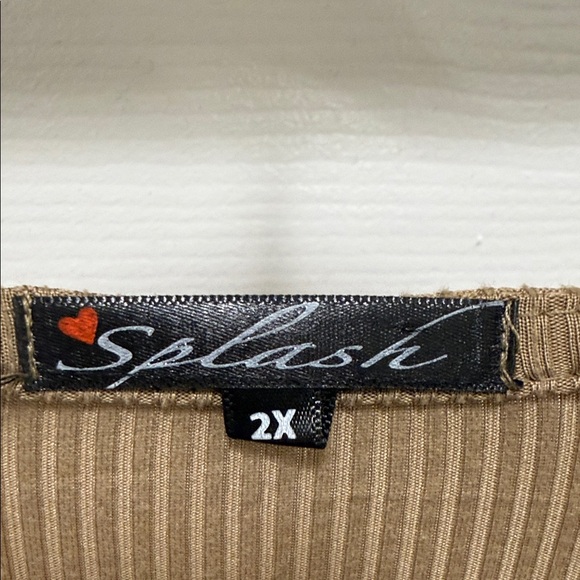 Splash Ribbed Open-Front Cardigan in Tan - Picture 2 of 5